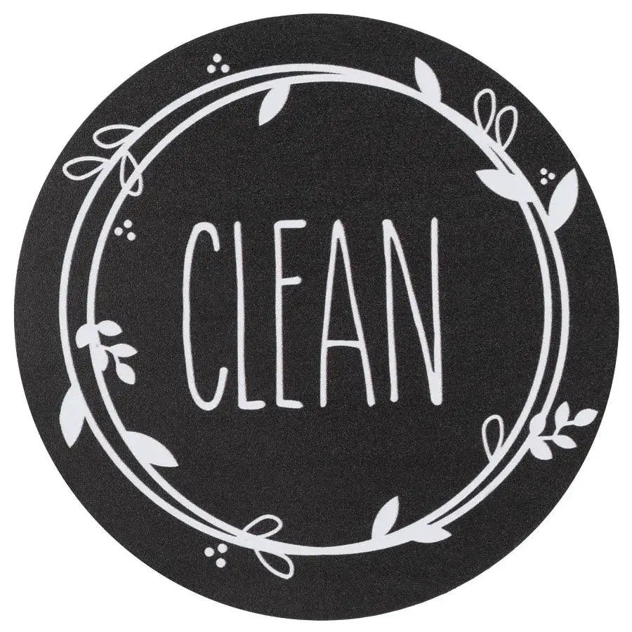 Dishwasher Magnet | Round Sign | Black | Standard Size