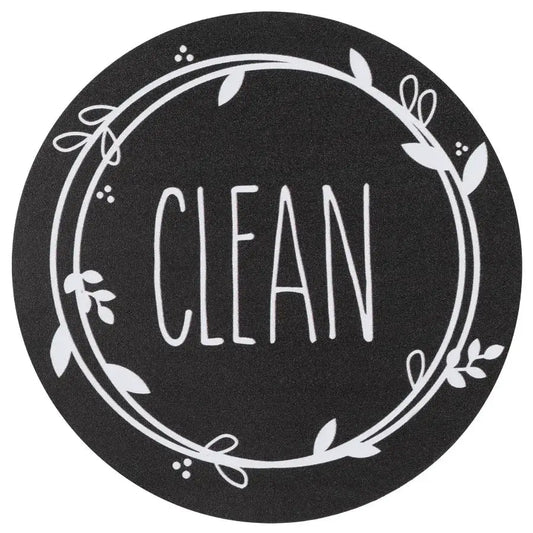 Dishwasher Magnet | Round Sign | Black | Standard Size