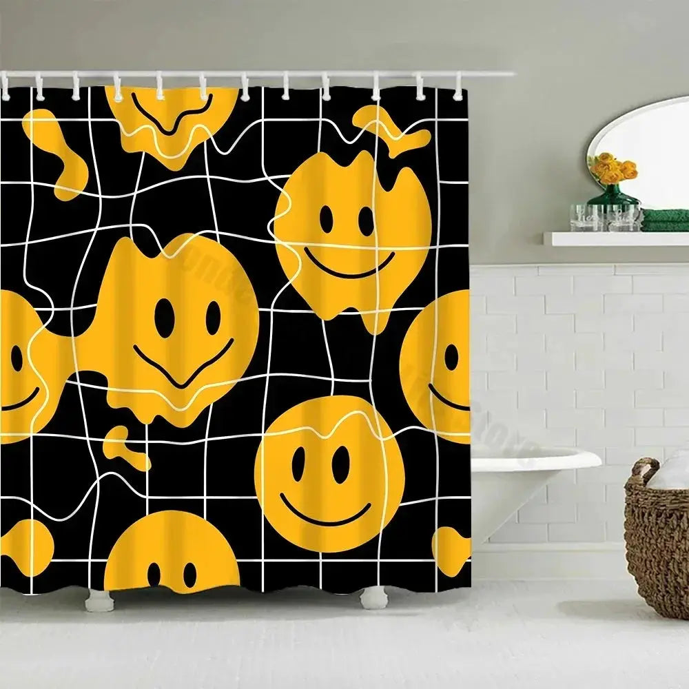 Cute Little Yellow Duck Shower Curtain Cartoon Funny Smiley Face Bathroom Waterproof Bath Duck Fabric 12 Hooks Bathroom Decor from PriceLows™