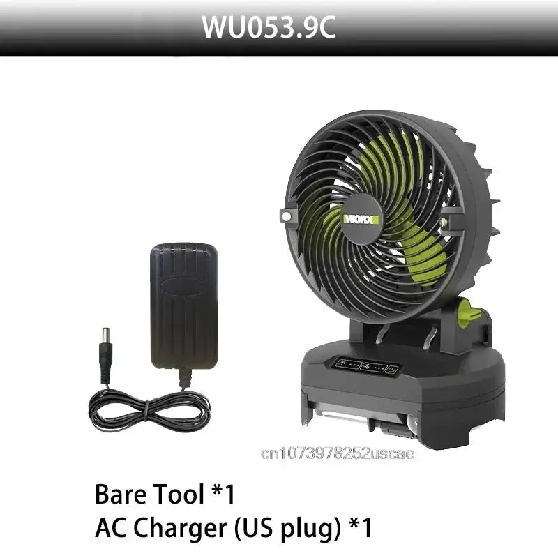 WORX 8inch Cordless Jobsite Fan 7M/s 2200rpm 100ml/min atomizer Rechargeable WU053 Universal 20v Green Battery Platform from PriceLows™