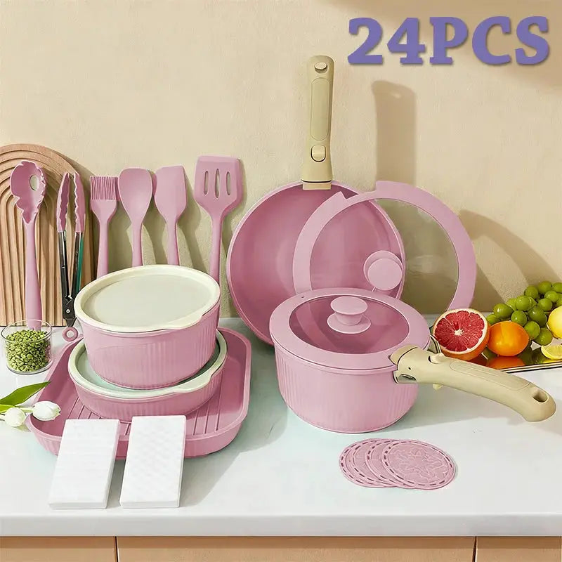 Pots and Pans Set, Nonstick Cookware Set Detachable Handle, Induction Kitchen Cookware Sets , RV Cookware Set, Oven Safe from PriceLows™