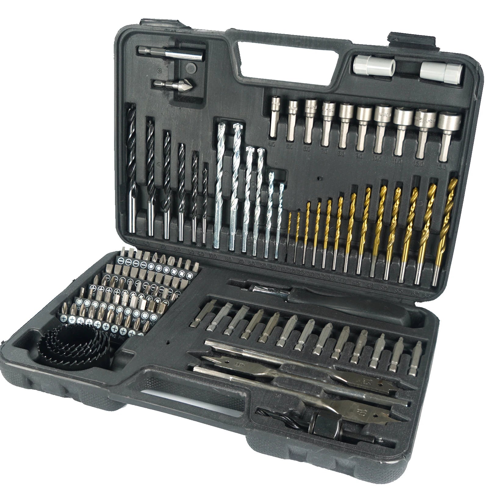 111 Pcs Tool Set Multifunctional Woodworking Tools Twist Drill Batch Screwdriver Woodworking Drill Flat Drill Hole Opener Set from PriceLows™