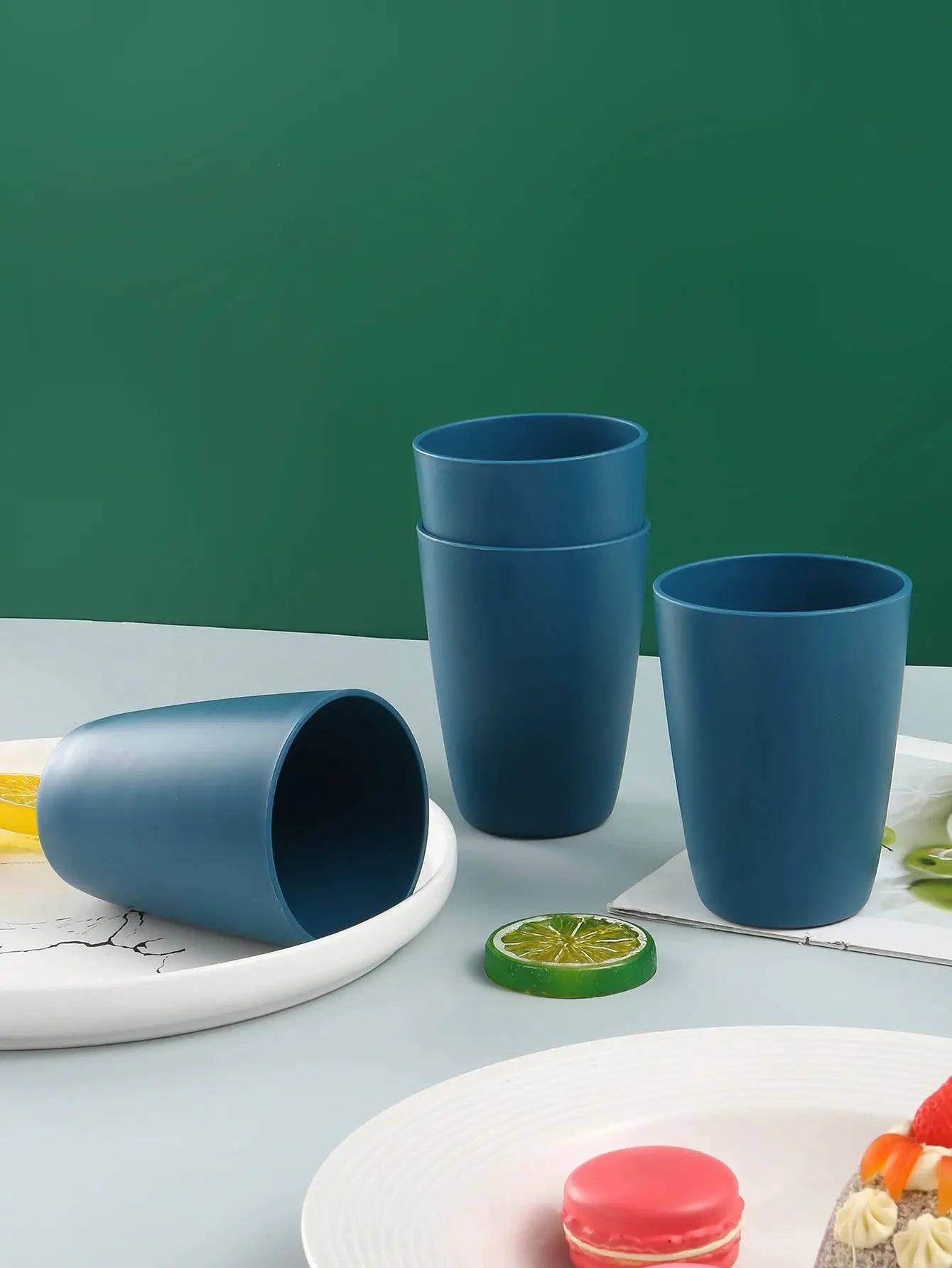 Cutlery set with cups, plates, and bowls, 16/32-piece set, dishwasher safe, off-white plastic bowls and plates, home set, suitab from PriceLows™