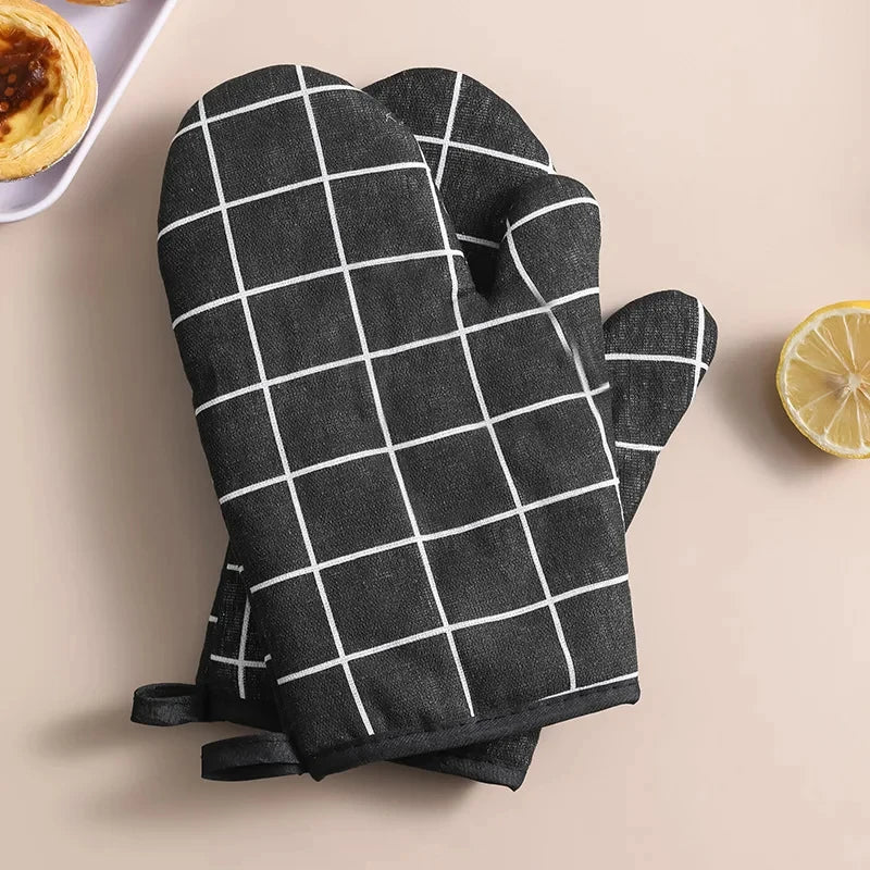 Oven Mitts | High Temperature Resistant | TC Fabric | Black Gray