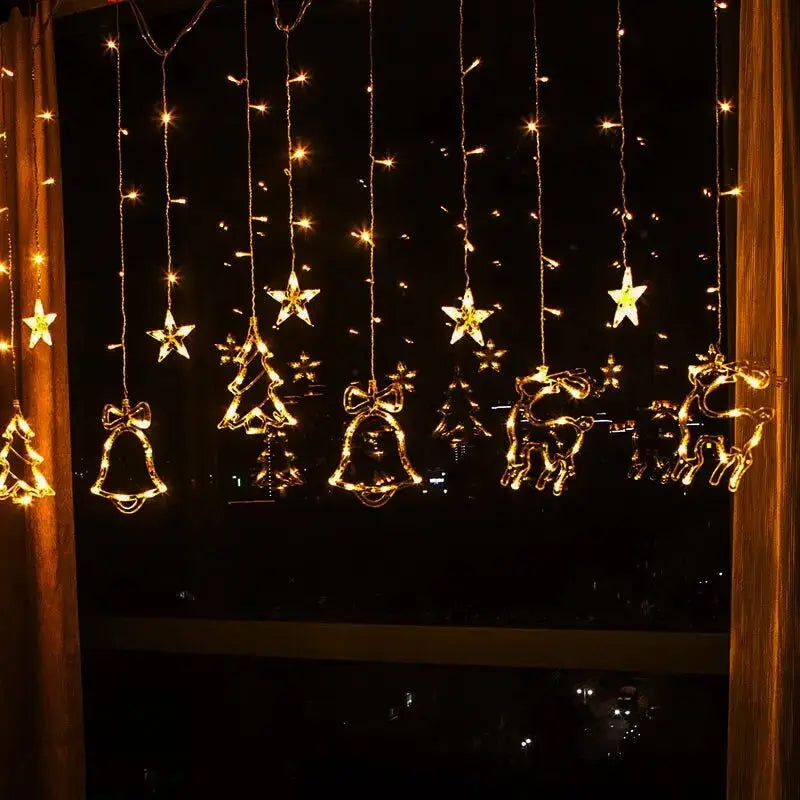 Christmas Decor LED String Garland Moon Star Curtain Light Christmas Tree Ornament Navidad Xmas 2023 New Year from PriceLows™