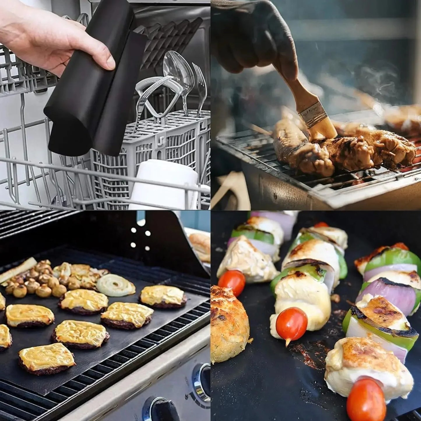 BBQ Grill Mats | Nonstick | Heat Resistant | 4 Pack 40x33cm 2mm