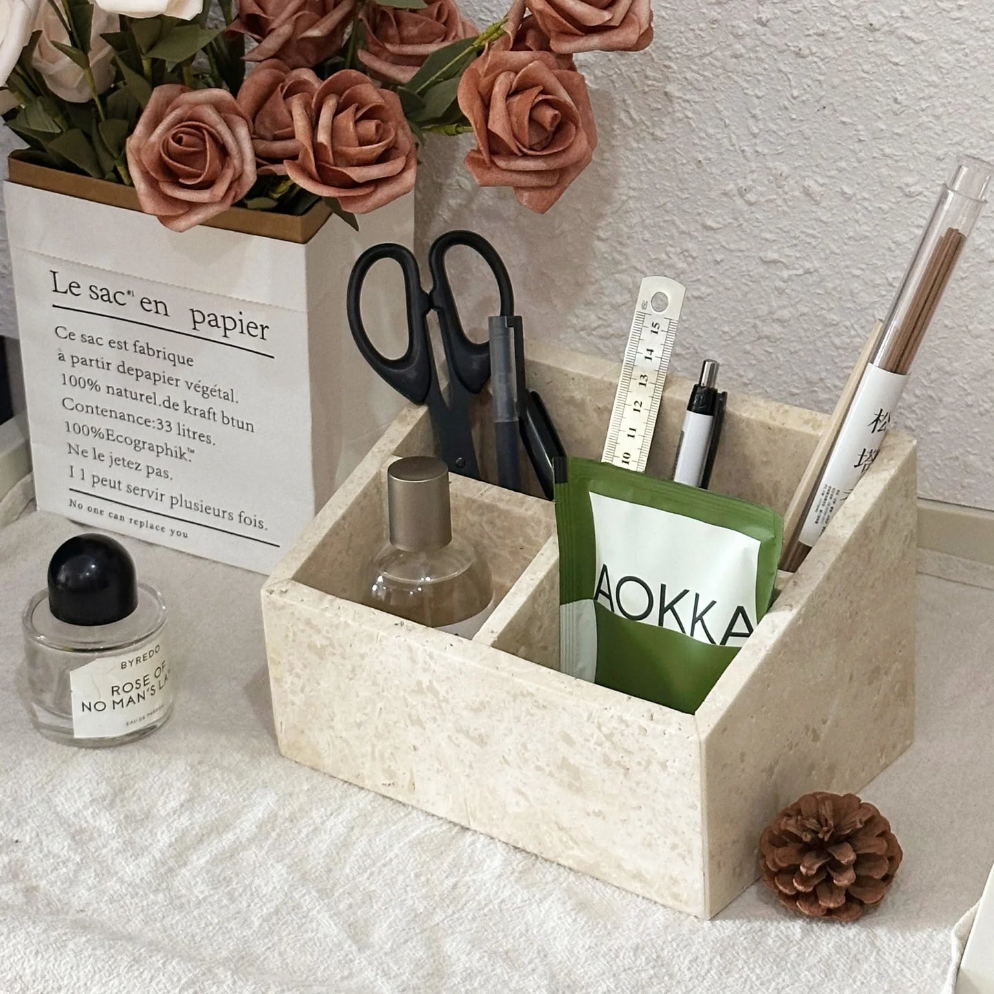Marble Desktop Organizer | Calacatta Viola Marble | Multi Layer Tray
