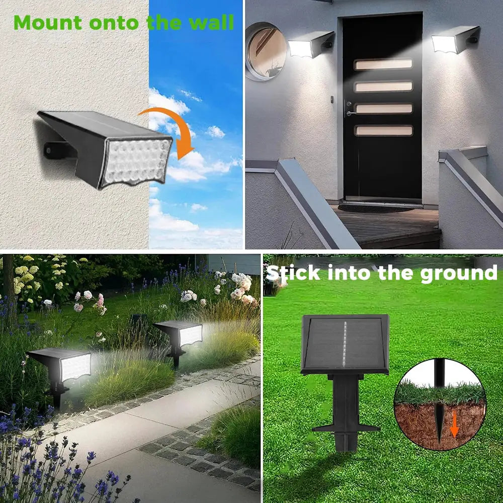 New 2 Pack 28 LED Solar Lawn Lights Outdoor, with Light Sensor, Waterproof Solar Spotlights, Decor for Garden Yard Solar Light from PriceLows™