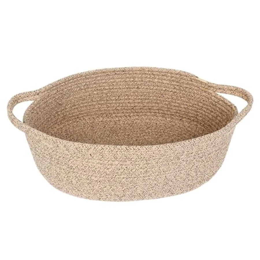 Woven Basket, 13" x 9" x 5" Cute Dog Toy Basket, Soft Cotton Rope Storage Box, Cat Toy Bin, Baskets for Gifts Empty, Small Bask from PriceLows™