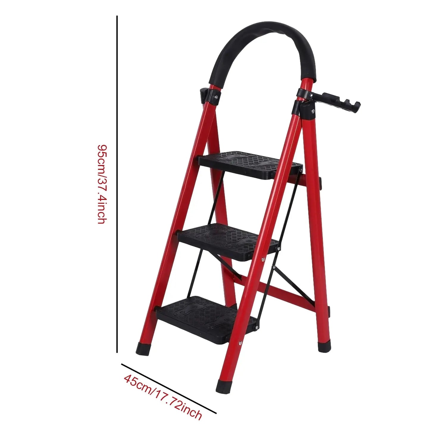 3 Step Folding Ladder Sturdy Steel Ladder Max Load Capacity 330lbs Sturdy& Portable Stepping Stools for Working Indoor/Outdoor from PriceLows™