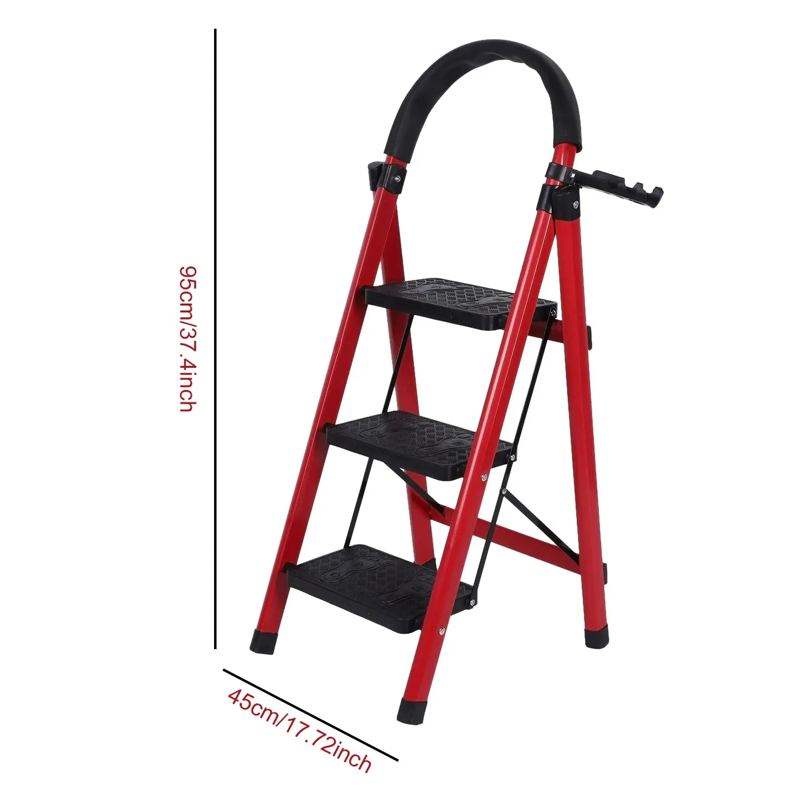 3 Step Folding Ladder Sturdy Steel Ladder Max Load Capacity 330lbs Sturdy& Portable Stepping Stools for Working Indoor/Outdoor from PriceLows™