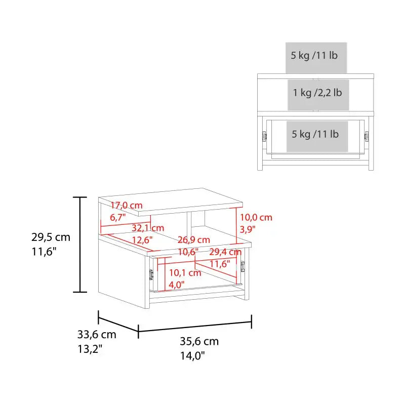 Adele Floating Nightstand, With One Drawer And Two Small Below Shelves For Storage or Decor from PriceLows™