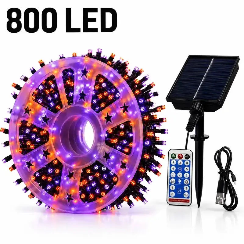 Halloween Solar String Lights | 335 Ft Length | 800 LED Bulbs | With Remote
