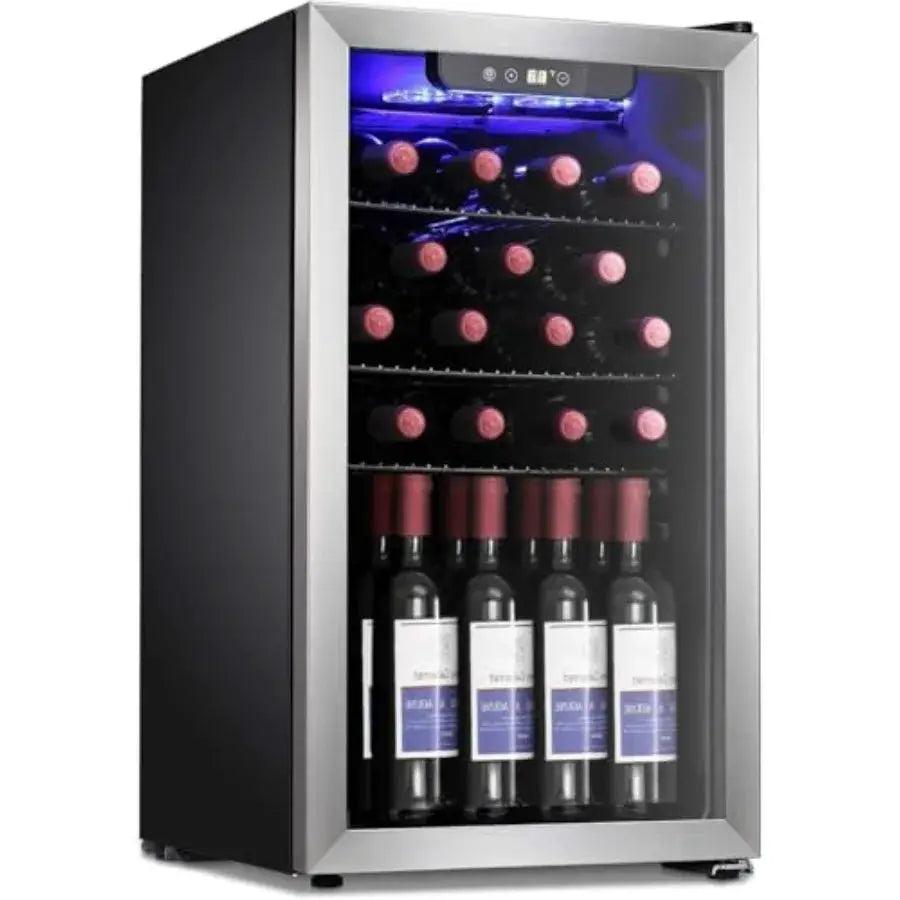 Counter Top Bar Wine Cooler for Home Office or Bar: 3.1cu.ft Freestanding Beverage Refrigerator with Clear Glass Door, Silver F from PriceLows™