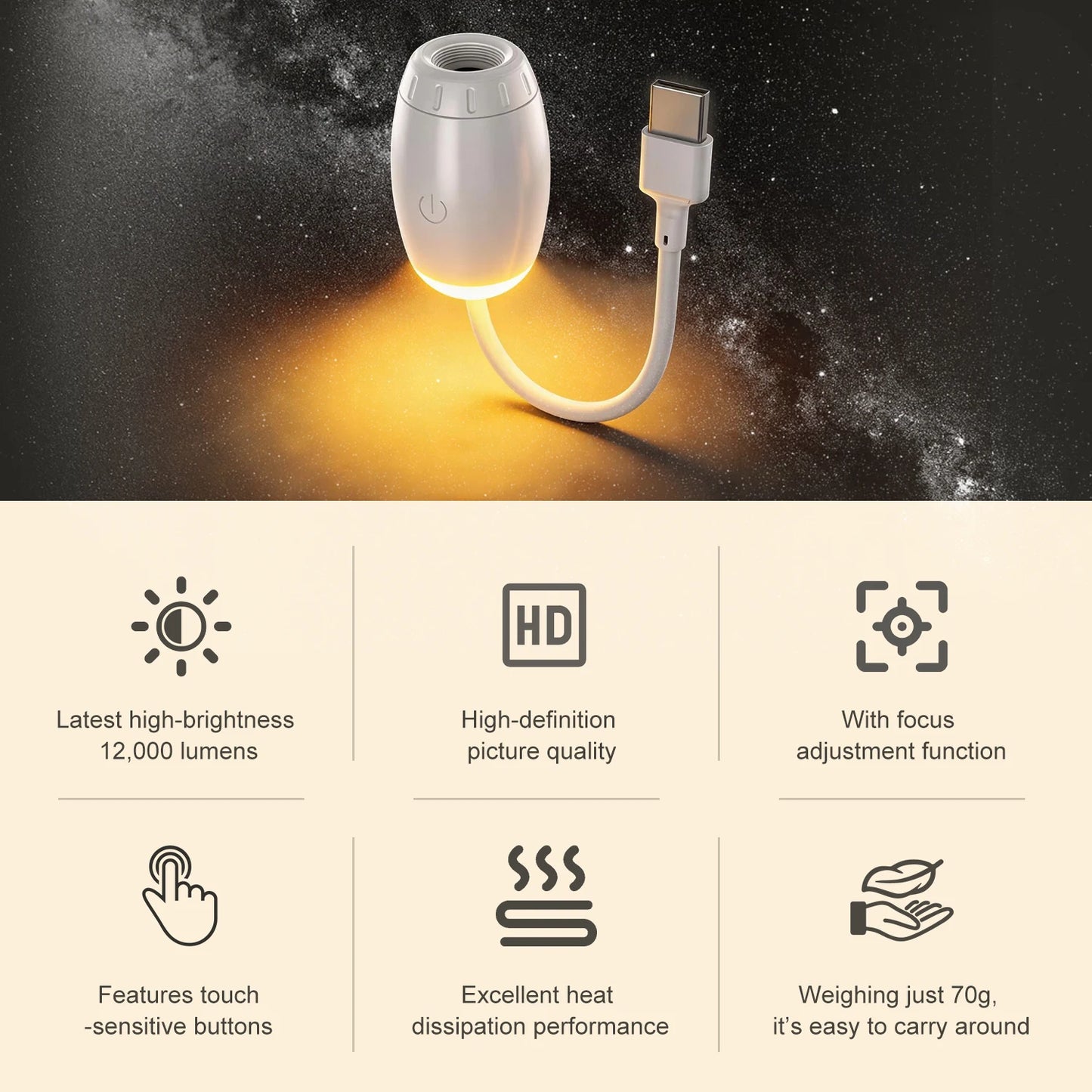 Galaxy Star Projector | 2 In 1 Night Light | Bedroom And Car Decoration | Mini