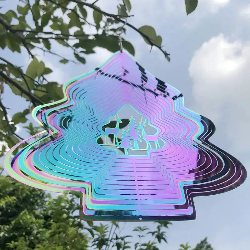 Heart Square Drop Shape Stainless Steel 3D Rotating Wind Spinner Chime Metal Decor Home Garden Decoration Outdoor Indoor Rooms from PriceLows™