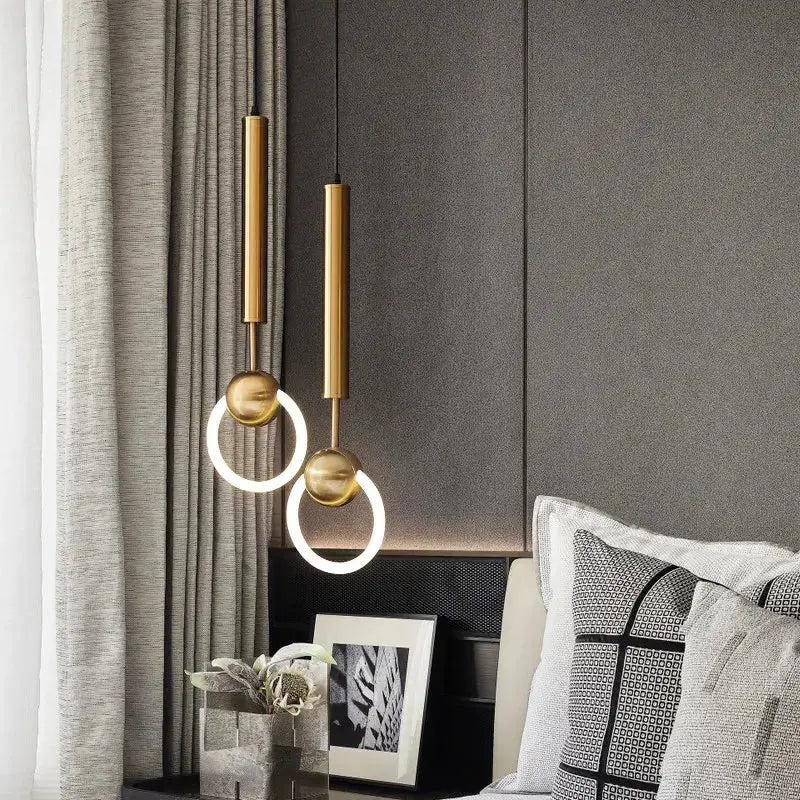 LED Pendant Light | Gold Ring Structure | Modern Minimalist Curve