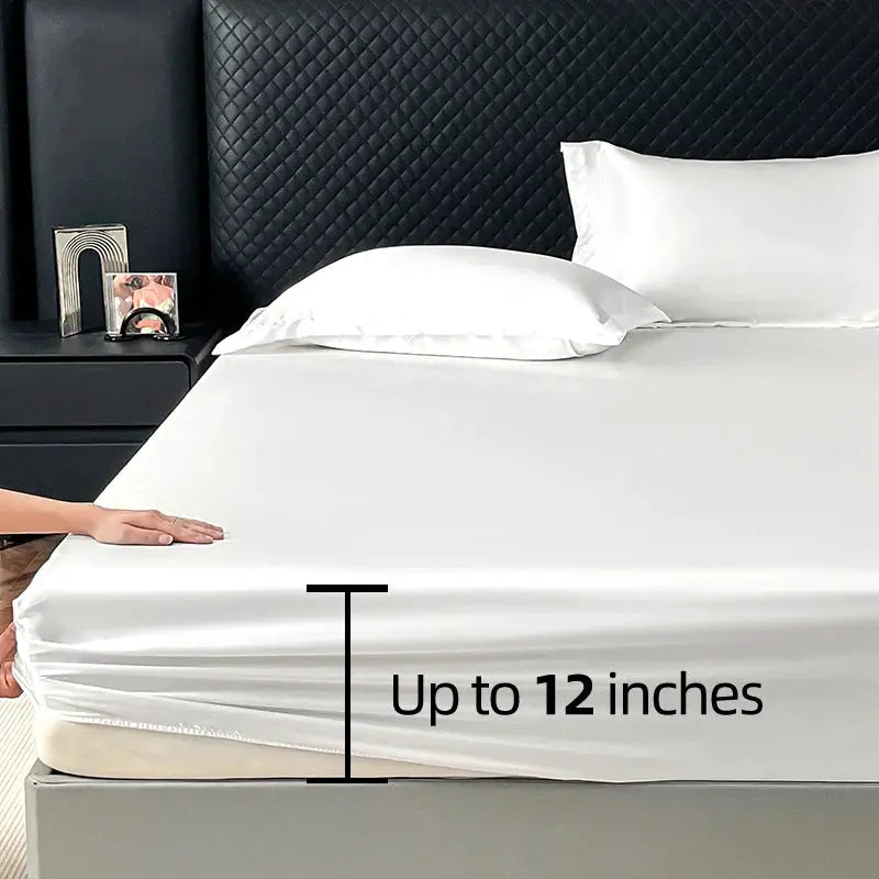 Satin Elastic Fitted Sheet Solid Mattress Cover 360 Band Bed Sheet for Single Double Couple King Queen Full Twin Bedsheet from PriceLows™