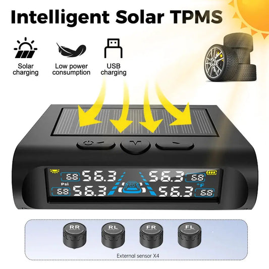 Car Security Alarm Systems Tire Pressure Monitoring Auto Accessories 4 Exteral Universal Solar TPMS Tyre Temperature Monitor from PriceLows™