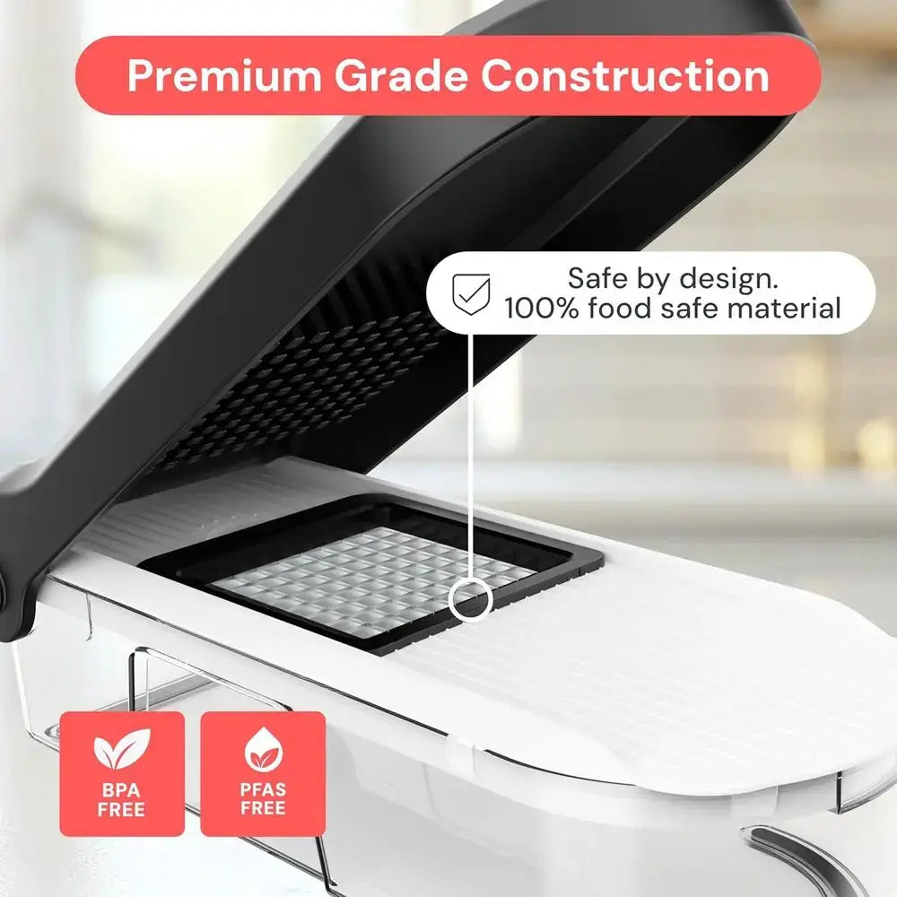 Vegetable Chopper | With Container | Stainless Steel Blades | White and Black