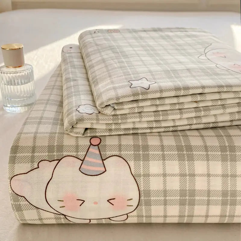 All Season Comfort 100% Cotton Flat Sheet , Soft Breathable Cute Cartoon Print Top Sheet, Wrinkle Resistant Fade Resistant from PriceLows™