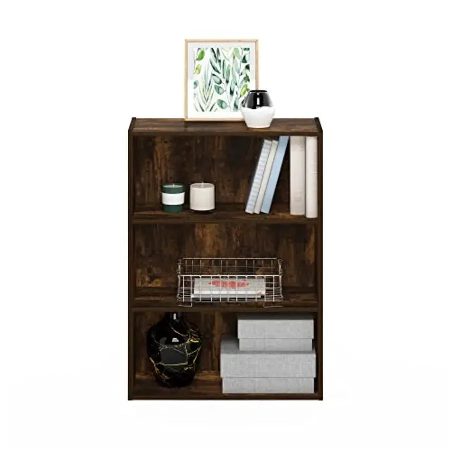 Furinno PASIR Book Shelf 3-Tier Bookshelf Storage Shelves Bookcase 9.7 x 23.7 x 31.5 for Living Room Bedroom Home Office Amber from PriceLows™
