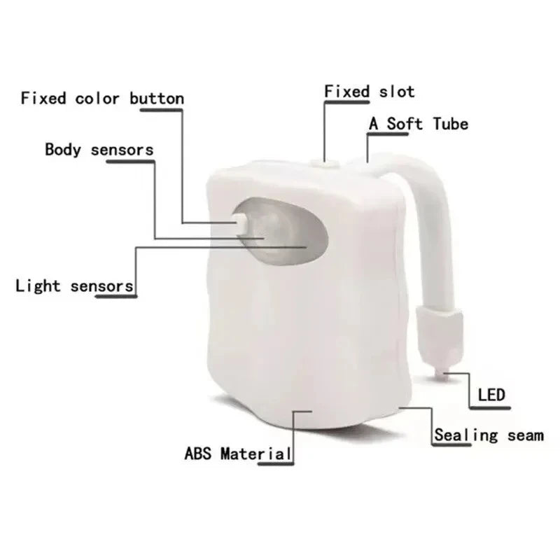 LED Night Light | Motion Sensor | RGB 8 Colors | Bathroom Toilet Use