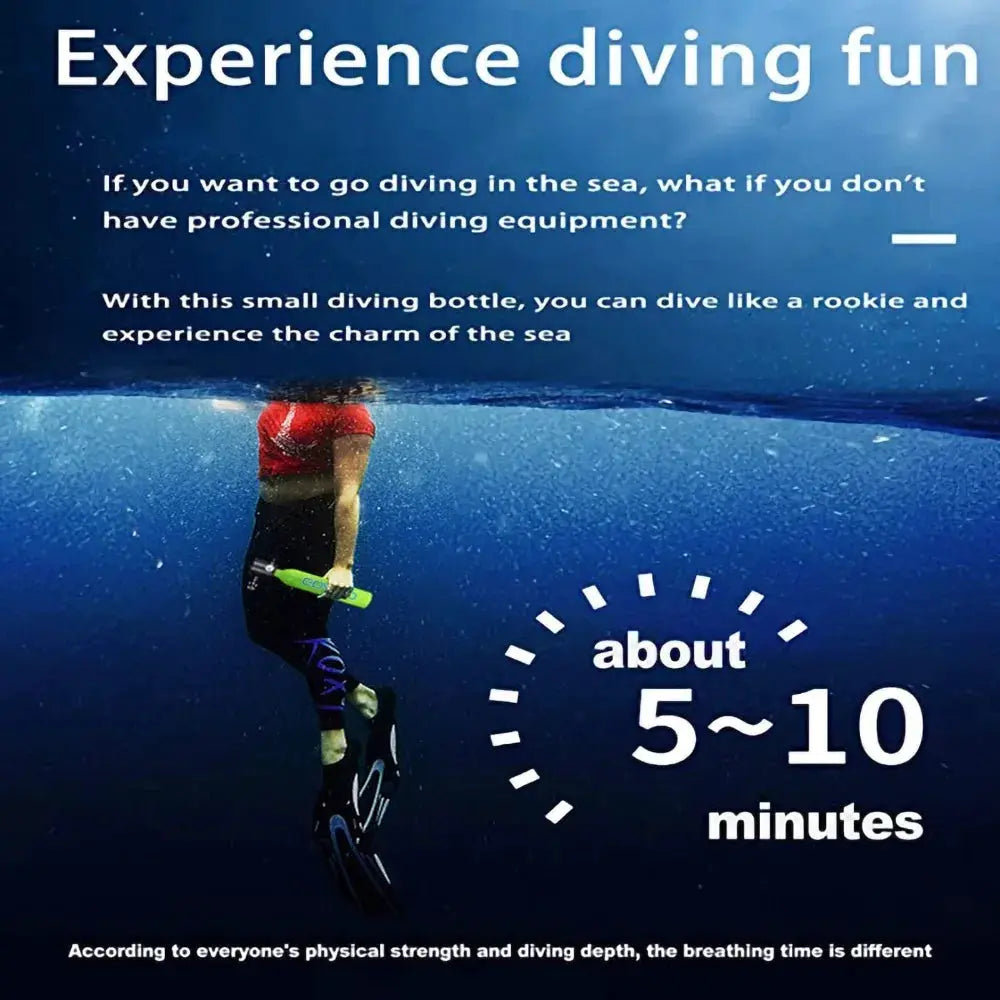 Mini Scuba Tank | 0.5L Capacity | 3000 PSI Max Pressure | 6-12 Minutes Dive Time