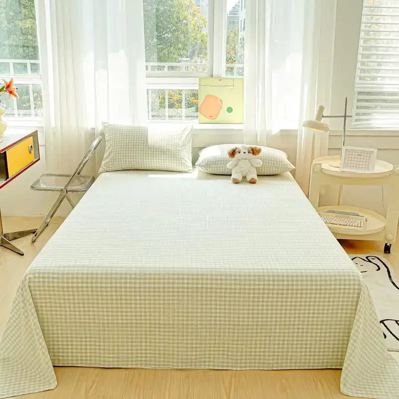 100%Organic Washed Cotton Bed Sheet 3Pcs Basic Percale Weave Soft Breathable Eco-Friendly Kids Adults Flat sheet Pillowcases from PriceLows™