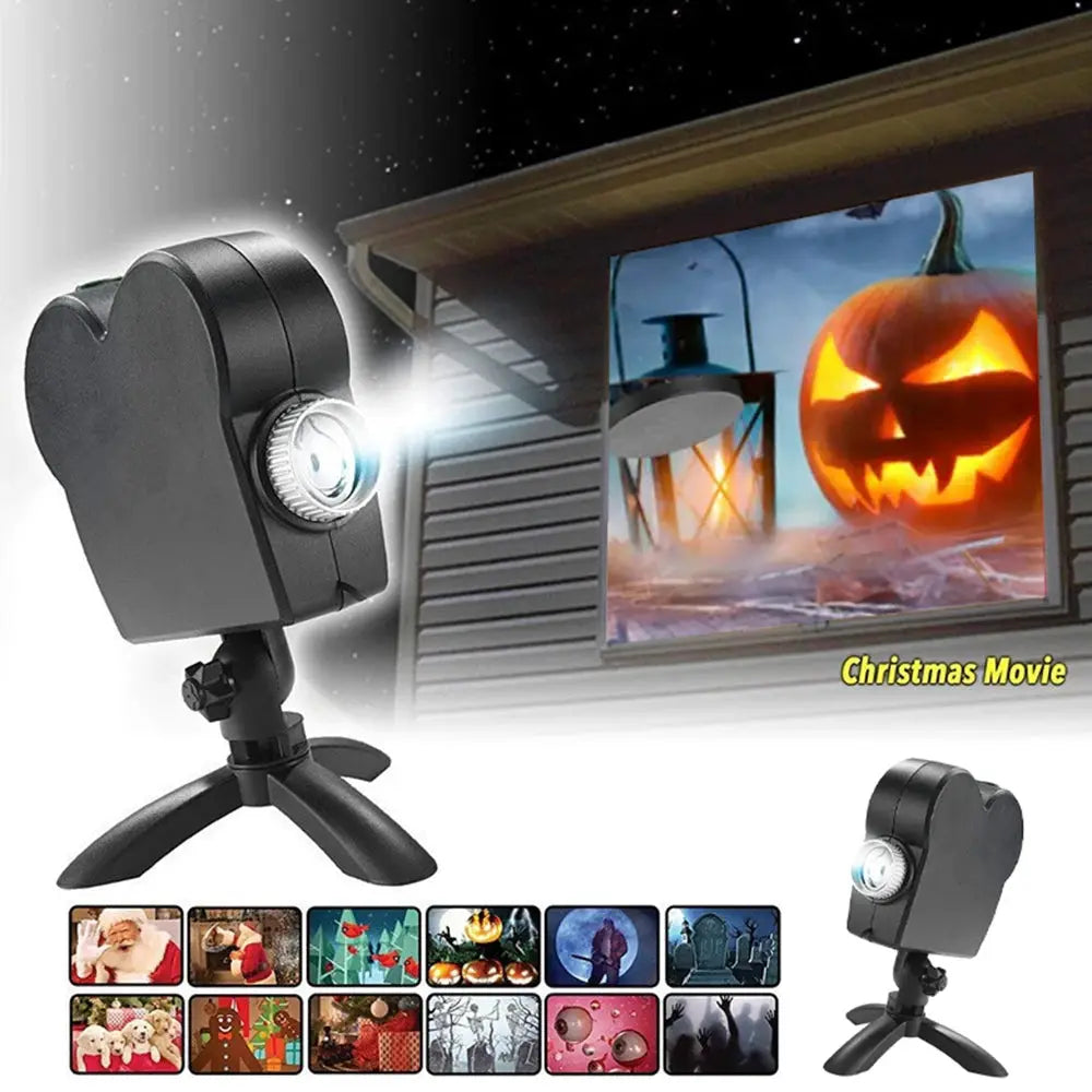 Outdoor Festival Projector | Battery Powered | Seasonal Modes | Window Mount