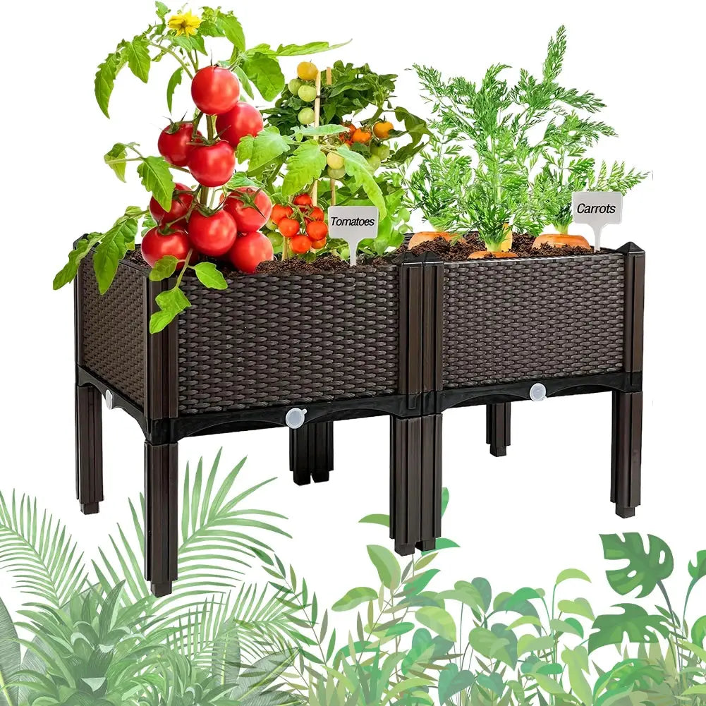 Elevated Plastic Raised Garden Bed Planter Above Ground Flower Vegetable Standing Box W/Drainage Holes Garden Box for Garden from PriceLows™