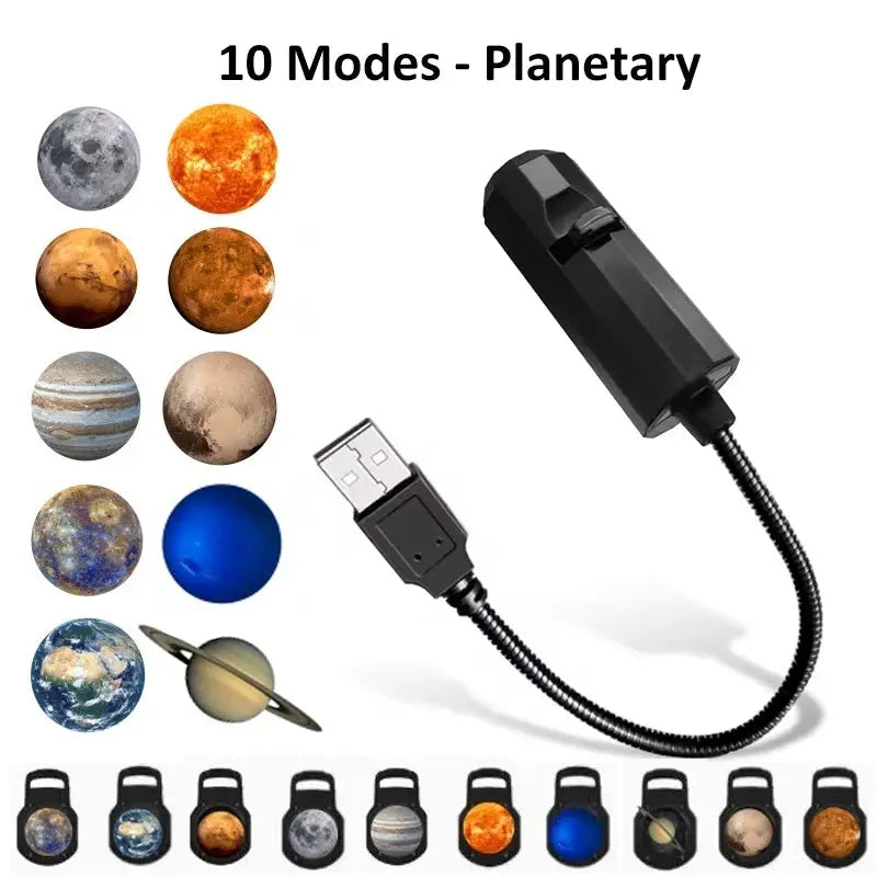 Night Light Projector | Rotatable Housing | USB Plug Powered | Switchable Discs