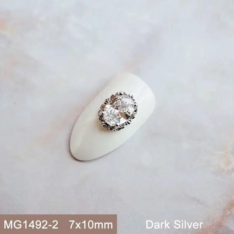 10pcs Pink Black Blue Oval Drop Round Zircon Bright Silver Nails Jewelry Decorations Nail Art Accessories Charms Parts Supplies from PriceLows™