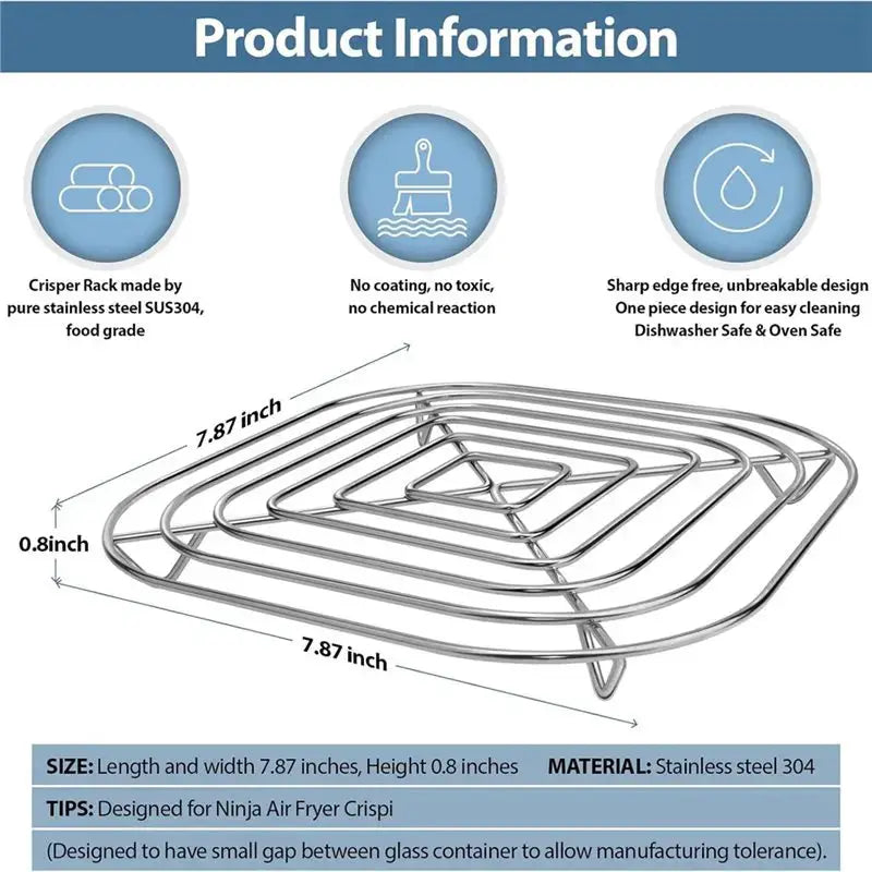 Air Fryer Accessories | Stainless Steel Rack Basket | For Ninja Crispi FN101