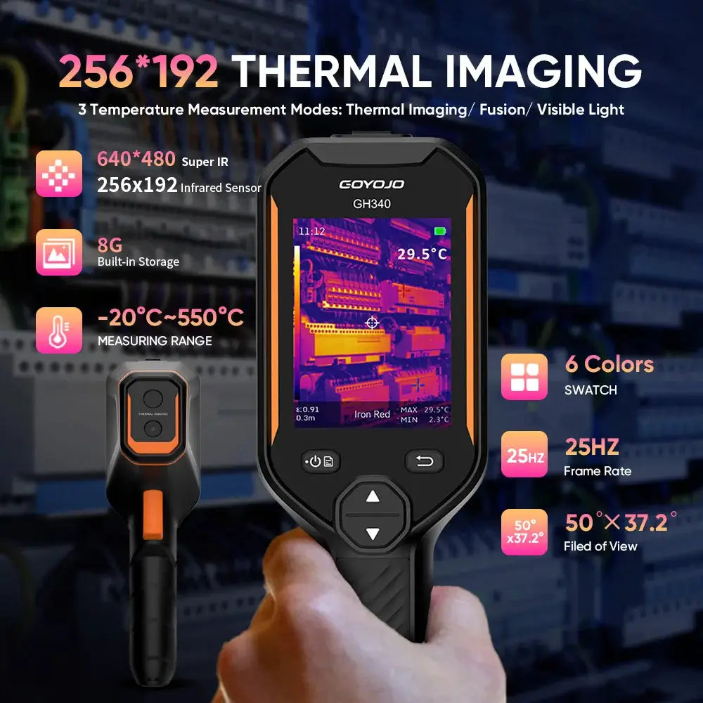 256x192 Handheld Thermal Imager Repair Detector Inspection Tool 25hz Visible Light Dual-Light Fusion Infrared Thermometer Camera from PriceLows™
