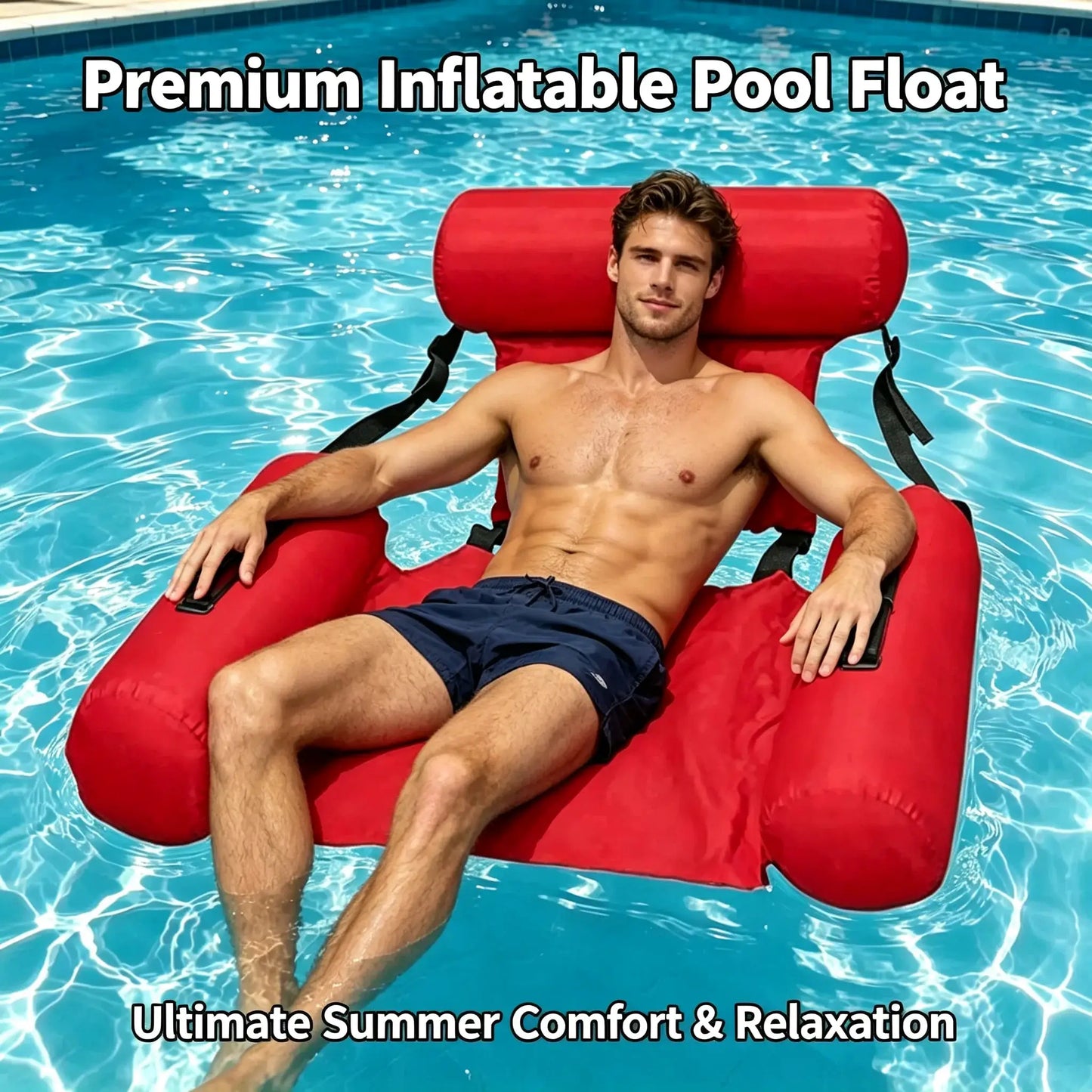 Inflatable Pool Lounge Chair | Adult 100x120 cm | Durable Portable | 100x120 cm