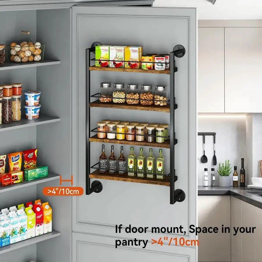 Spice Rack Wall Mount,4 Tier Hanging Seasoning Organizer,Large Spice Rack for Wall for up to 50 Jars,Spice Organization for Kitc from PriceLows™