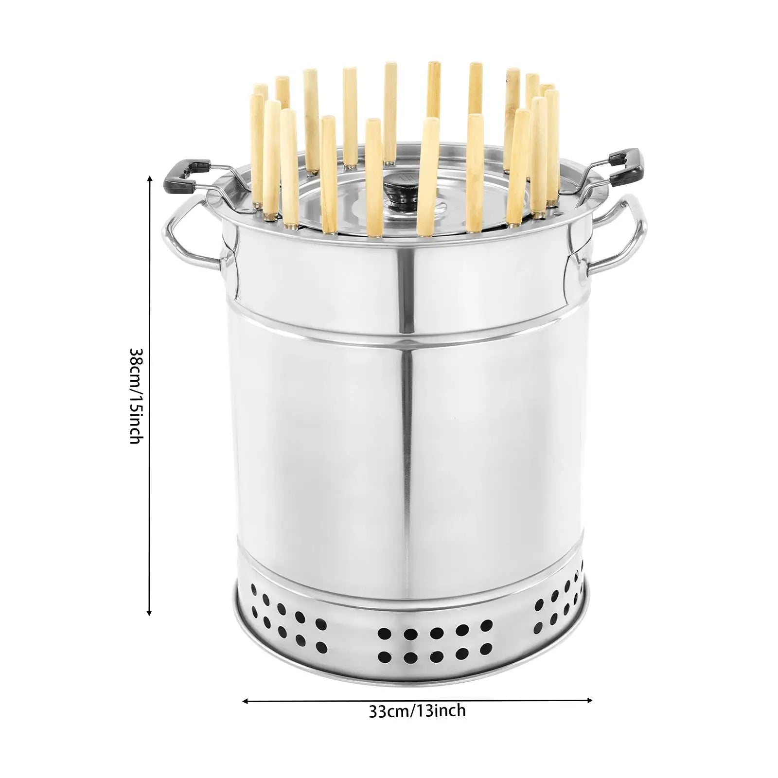 13*15in Silver Portable BBQ Charcoal Grill, Barbecue Grill, Stainless Steel Charcoal Grill with 20 Skewers for Picnics, Camping from PriceLows™