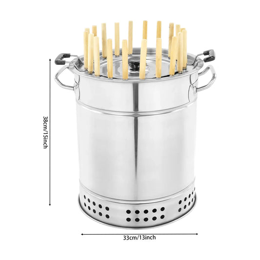 13*15in Silver Portable BBQ Charcoal Grill, Barbecue Grill, Stainless Steel Charcoal Grill with 20 Skewers for Picnics, Camping from PriceLows™