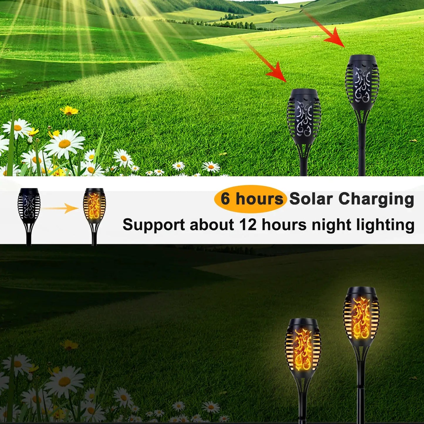4/6/8/12Pcs Solar Flame Torch Light LED Flickering Outdoor Decoration Powered For Lawn Path Yard Patio Floor Night Lamp from PriceLows™