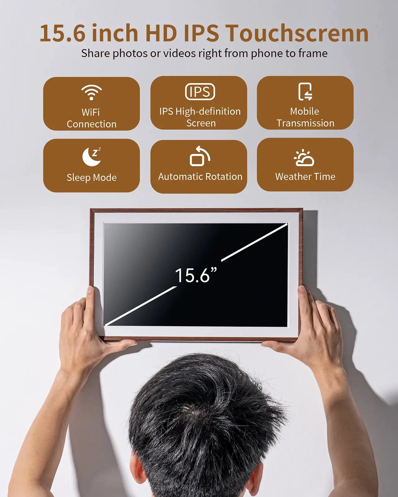 FRAMEO Digital Picture Frame- 15.6inch Digital Photo Frame with 1920 * 1080 IPS Touch Screen HD Disply,Built-in 32GB Storage,Wal from PriceLows™