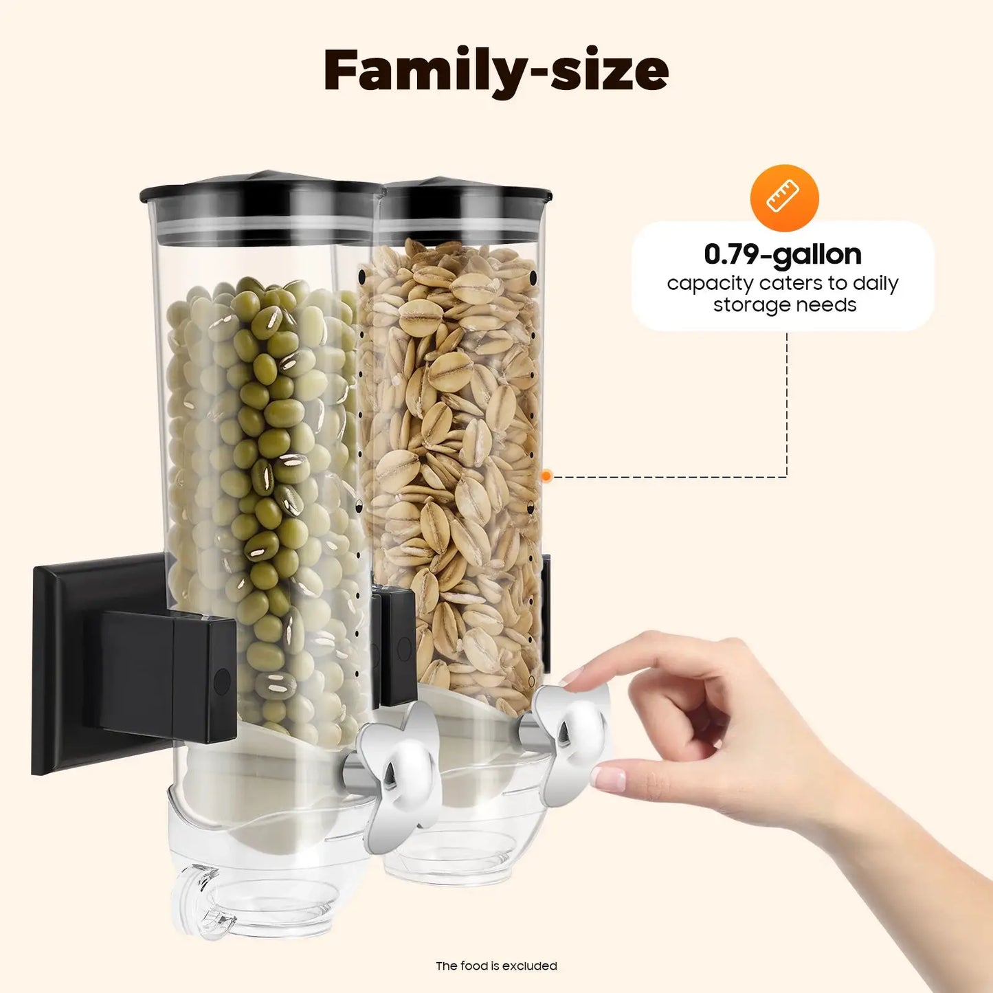 Cereal Dispenser with Cup Wall Holder Screw Set Large Capacity for Storing Nuts, Coffee Beans Candies Cereals Storage Assistant from PriceLows™