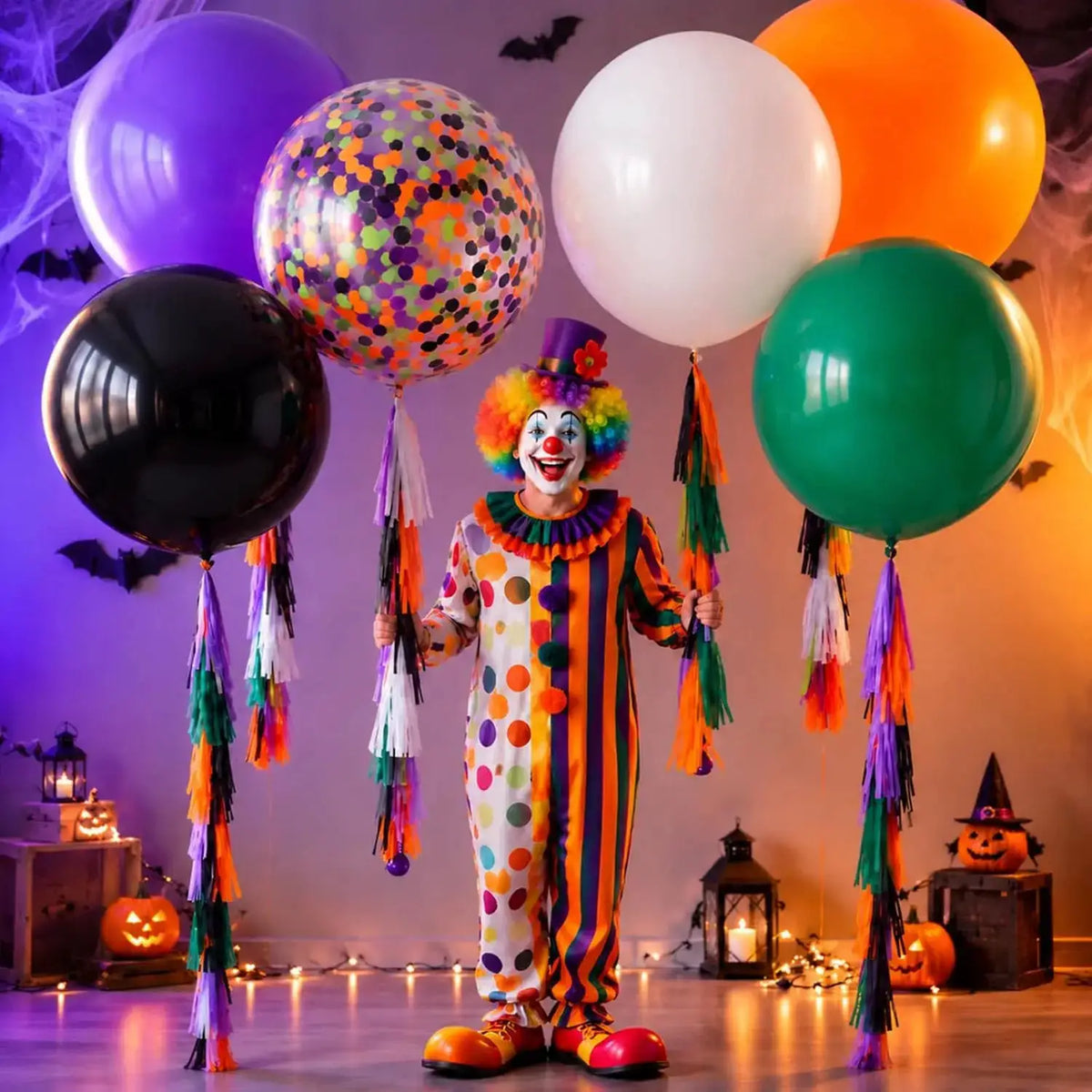 Christmas Giant Balloons | 36 Inch Latex | Tassel Tails | 6 Piece Set