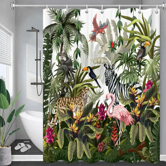Tropical Leaves Palm Tree Bird Animals Pattern Shower Curtains Bathroom Curtain Waterproof Frabic Bath Bathroom Curtains from PriceLows™