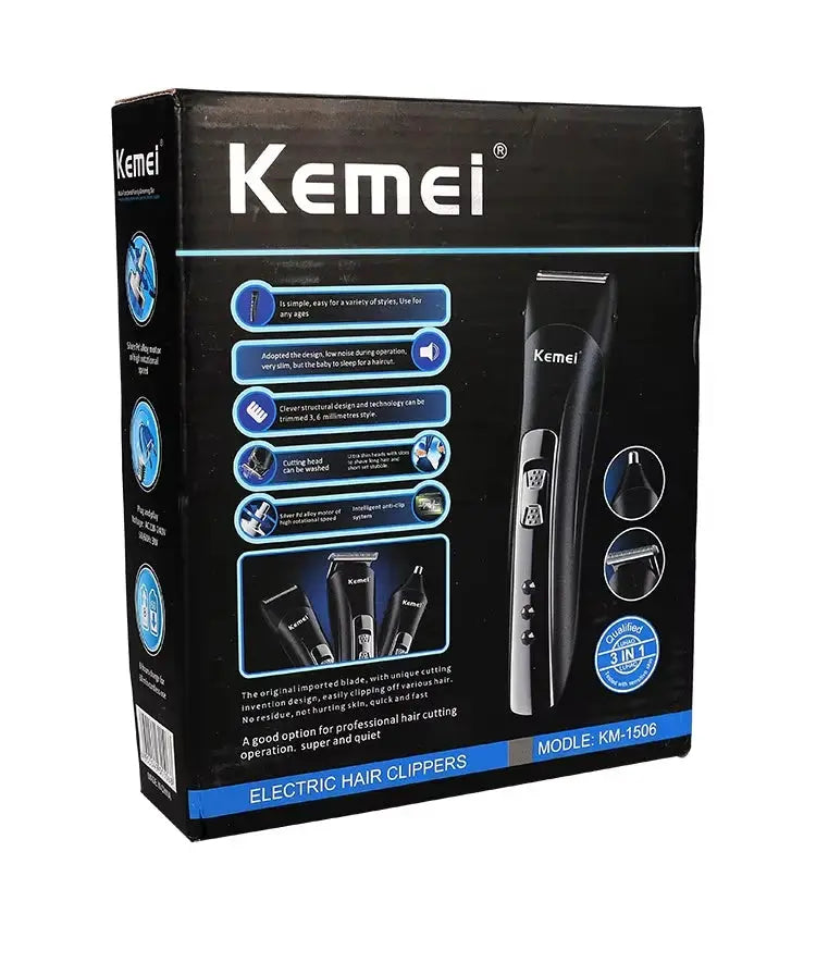 3 In 1 Electric Hair Clipper | USB Charging | Nose Hair Trimmer Shaver | KM-1506