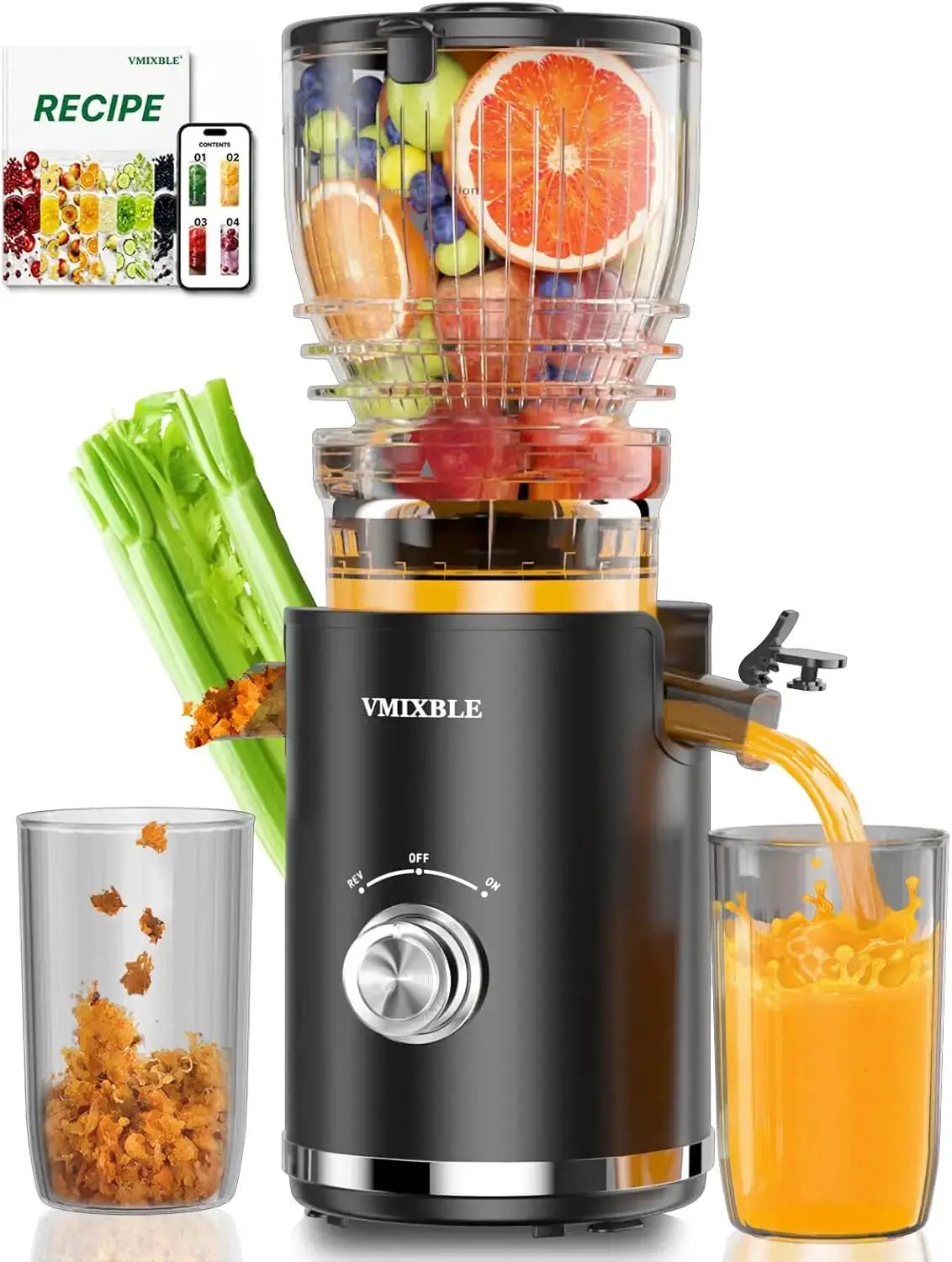 Cold Press Juicer, 300W Slow Masticating, 5.8" Wide Feed, High Juice Yield, Easy Clean from PriceLows™