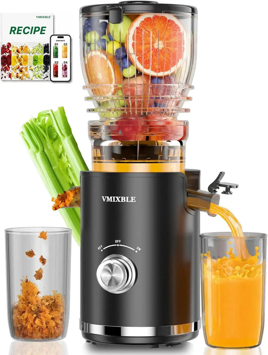 Cold Press Juicer, 300W Slow Masticating, 5.8" Wide Feed, High Juice Yield, Easy Clean from PriceLows™
