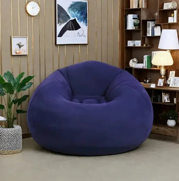 Single Flocked Inflatable Lazy Sofa, Foldable Bean Bag Ball Shaped Inflatable Chair for Indoor Outdoor Leisure Use from PriceLows™