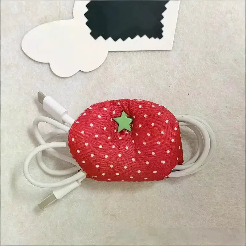 New Cute Tomato-shaped Data Cable Organizer, Charging Cable Winder, Earphone Cable Organizer, Fabric Fixing And Organizing Tool from PriceLows™