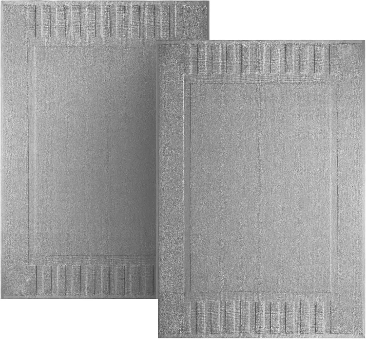 Bath Mat Set 2 Pack Light Grey - Absorbent Cotton Floor Towel for Shower Spa 22x34 Inches from PriceLows™